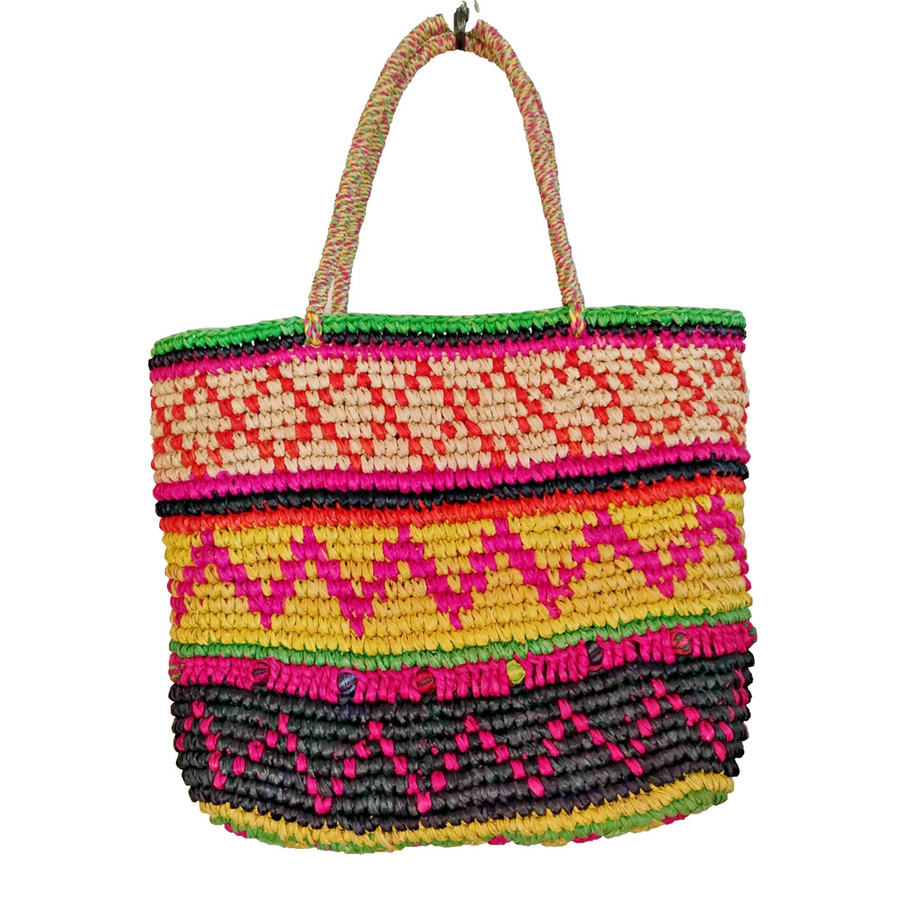 Sensi Studio Handwoven Beach Tote Rainbow Stripe Market Bag Boho Resort